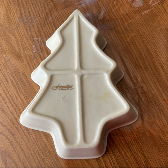 Holiday Dish Formalities By Baum Bros Christmas Tree Candy Nut Dish Cream Gold - Picture 3 of 6